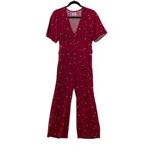 Marine Layer Lindy Red Star Print Jumpsuit M Medium